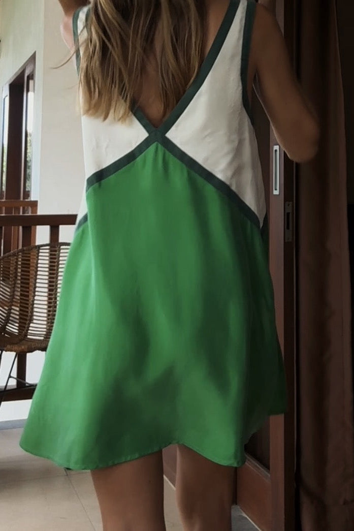 THE ADRIANA CUPRO MINI DRESS